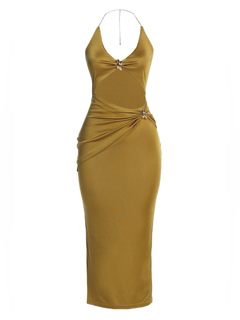 JLUX LABEL 'Cutout Chain Midi Dress' in Lime